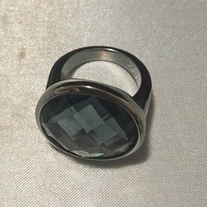 Ring made of steel with crystal